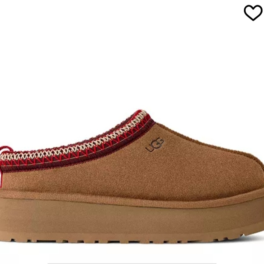 UGG Brown Slip-On Clogs with Red Trim